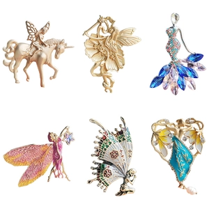 Set kreativer Emaille-Fairy- und Phönix-Broschen mit Süßwasserperlen und Kristallen