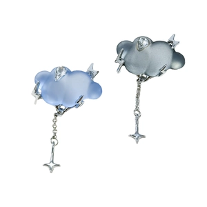 Creative cloud drop earrings with metal lightning and star charms for women