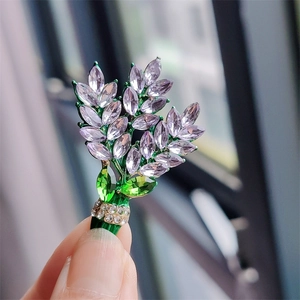 Elegant Purple Lavender Flower Bouquet Brooch For Women Alloy Crystal Rhinestone Enamel Pin Fashion Jewelry Accessories