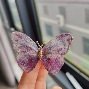 Vintage Embroidered Butterfly Brooch For Women Fairy Alloy Animal Corsage Pin Elegant Apparel Accessories Clothing Jewelry