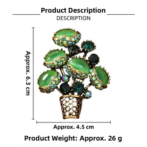 Detailed macro view of luxury floral bouquet brooch with green opal and rhinestones