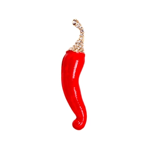Broche piment rouge créative avec strass étincelants et tige en alliage doré élégante