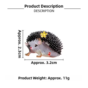 Vue détaillée de la broche hérisson avec dimensions précises de 2,3 cm sur 3,2 cm