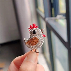 Alliage Strass Poulet Broche Coq Épingle de Revers Avec Émail Rouge Mignon Animal Corsage Bijoux Accessoire Cadeau pour Femme Homme