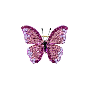Sparkling butterfly brooch with gradient rhinestones and elegant silver feelers for women