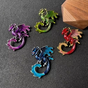 Broche Dragon en Alliage et Émail Vintage Épingle de Revers Animale Fantaisie pour Hommes Femmes Badge de Vêtements Créatif Bijoux