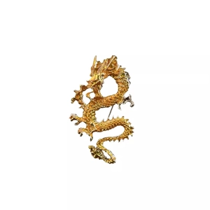 Exquisite goldene Drachenbrosche mit feinen Schuppen und traditionellem China-Totem-Design