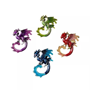 Broches élégantes en émail en forme de dragon occidental en quatre couleurs