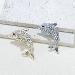 Broche Dauphin en Alliage de Mode avec Strass Épingle en Forme d'Animal pour Accessoires de Costume de Femme Bijoux de Fête de Mariage