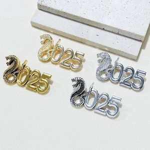 Vintage 2025 Year Of The Snake Alloy Rhinestone Brooch Creative Snake Shape Year Of The Snake Commemorative Jewelry Gift