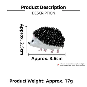 Detailed size specifications for the cute hedgehog enamel brooch pin in 3.6cm by 2.5cm
