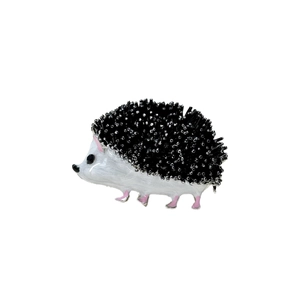 Charming enamel hedgehog brooch pin with detailed alloy craft and white oil finish