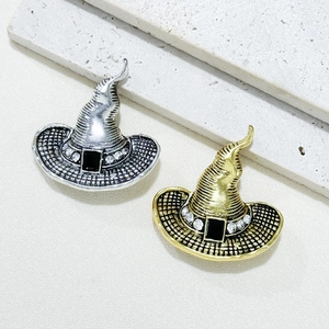 Retro Alloy Witch Hat Brooch Vintage Halloween Pin Rhinestone Electroplated Clothing Accessory For Women Festival Jewelry