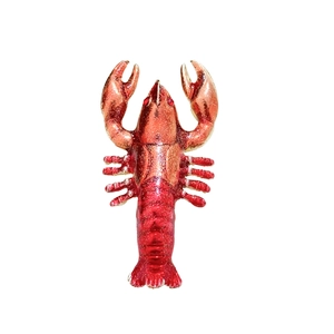 Exquisite red lobster brooch with glitter finish and sparkling gemstone eyes for coats