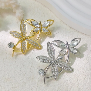 Eleganter Legierung Libelle Brosche Pin Mit Strass Für Damen Gold Silber Vintage Mode Tier Schmuck Anzug Zubehör Geschenk