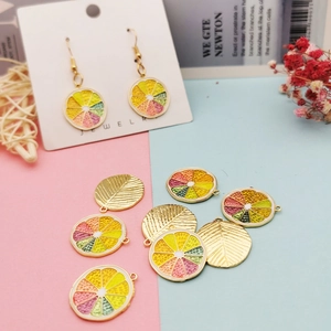 Pendentifs Tranches de Fruits en Alliage Émaillé Breloques Citron Orange pour Fabrication de Bijoux Bracelet Collier Femme DIY