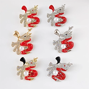 Collection de broches Fu du Nouvel An chinois avec motifs de dragon et perles