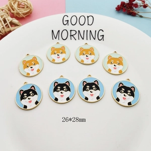 Pendentifs chien Shiba Inu pour bijoux DIY avec finition émail et taille 26x28mm