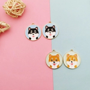 Charmants pendentifs Shiba Inu en alliage émaillé pour la création de bijoux DIY