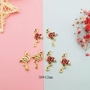 Colgantes de flamenco con diamantes rosa 30x12mm para hacer joyas artesanales