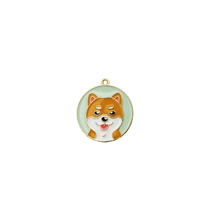 Pendentif charmant Shiba Inu en émail et alliage pour création de bijoux DIY