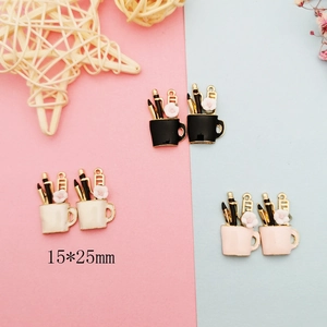 DIY alloy flower cup charms in black white and pink for earrings and necklaces