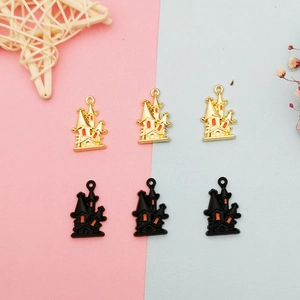 Halloween Haunted House Castle Charms Alloy Drip Oil Pendants For DIY Jewelry Making Earrings Necklace Bracelet Material