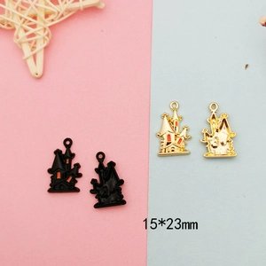 Halloween haunted house charms in black and gold for DIY jewelry making 15x23mm