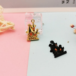 Halloween castle charms for DIY jewelry making in gold and black matte finish