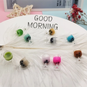 Miniature Resin Bubble Tea Cup Charms 3D Tiny Milk Tea Cup Model For DIY Phone Case Decoration Dollhouse Food Play Accessories