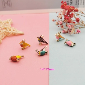 Pendentifs oiseaux émaillés colorés 14x17mm pour colliers bracelets et bijoux DIY