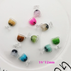 Miniature simulation bubble tea cup resin models in mixed colors for DIY crafts