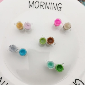 Set of 10 colorful miniature resin milk tea cups for DIY crafts and micro landscape decor