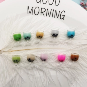 Set of 10 colorful miniature bubble tea resin charms for DIY phone cases and crafts