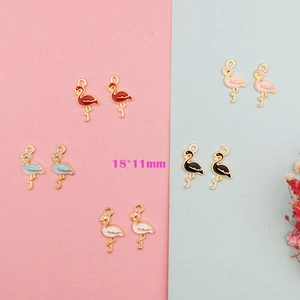 DIY colorful flamingo alloy pendants in 18x11mm size for handmade jewelry crafts