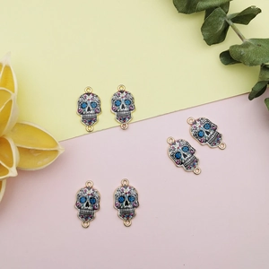 Goldene Skelett-Blumenanhänger für DIY-Schmuck im mexikanischen Sugar-Skull-Stil