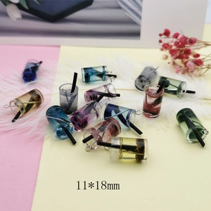 Miniatur Harz Bubble Tea Anhänger in verschiedenen Farben für DIY Schmuck basteln, 11x18mm