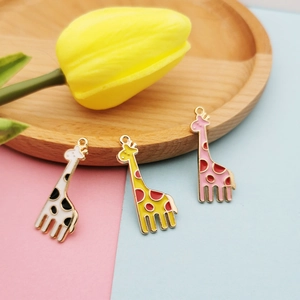 DIY Cartoon Giraffe Alloy Drip Oil Enamel Charms For Necklace Bracelet Making Craft Jewelry Finding Accessory Small Animal Pendant