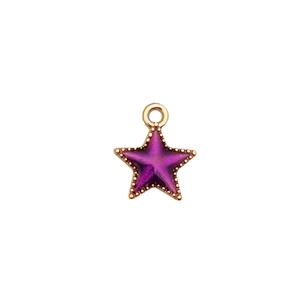 Star-shaped enamel gold pendant with purple drip oil finish for DIY jewelry making