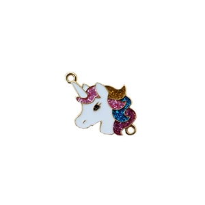Glittering unicorn alloy pendant with colorful enamel for DIY jewelry making and bracelets