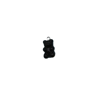 Black gummy bear resin pendant with silver loop for DIY earrings and necklaces
