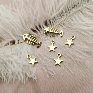 Breloques en Alliage Doré Étoile et Arête de Poisson pour Fabrication de Bijoux DIY Accessoires de Pendentifs Style Coréen