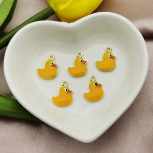 Gelbe Enten-Anhänger aus vergoldeter Legierung für handgefertigte DIY-Schmuckherstellung