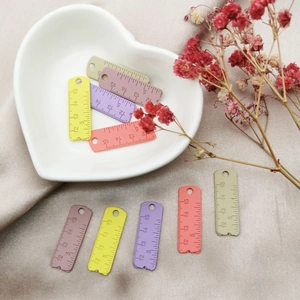 Colorful mini alloy ruler charms in macaron tones for DIY jewelry and keychains