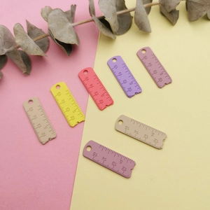 Colorful mini ruler alloy pendants for DIY jewelry making and keychain accessories