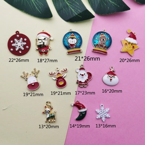 Set de colgantes navideños de aleación con Papá Noel y reno para joyería hecha a mano