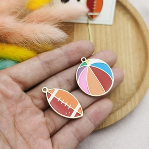 Enamel American football and colorful beach ball charms for DIY jewelry making