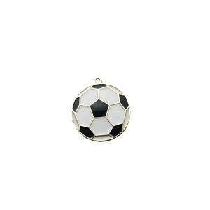 DIY enamel football soccer ball charm with gold metal plating for jewelry making