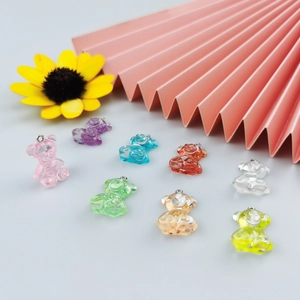 Kleurrijke berenhangers van hars met glitter en metalen lussen voor DIY-sieraden maken