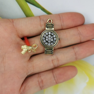 Pendentifs montre et nœud en alliage doré avec strass pour la création de bijoux DIY